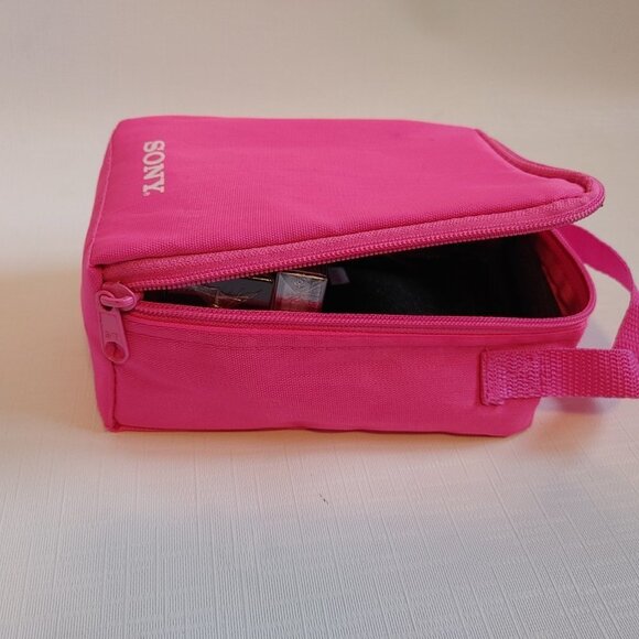 HOT PINK RETRO SONY Cassette Carrying Case Zip Up Pouch - Picture 2 of 4